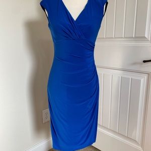 Bright blue Ralph Lauren cocktail wrap dress, size 4